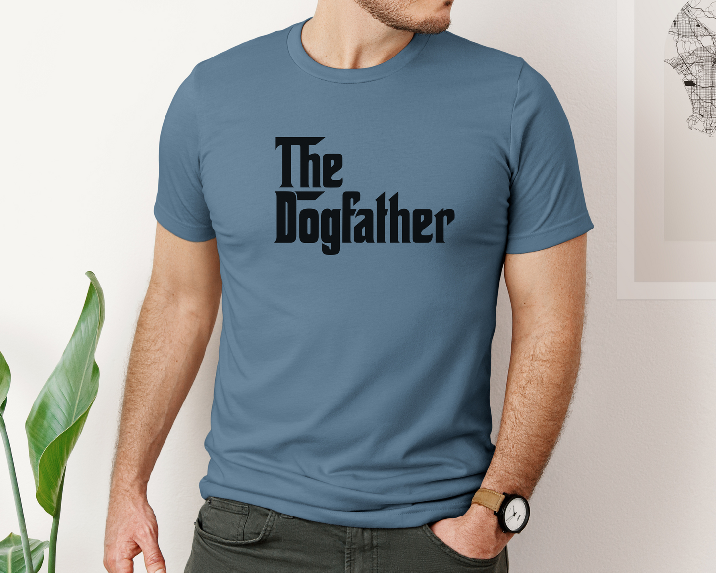 The DogFather Crewneck T-shirt, Steel Blue