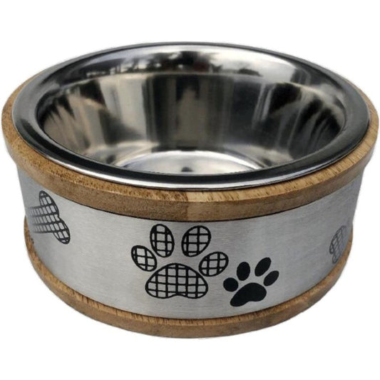 Indipets Wooden Ring w/ Metal Plate Paw Silver