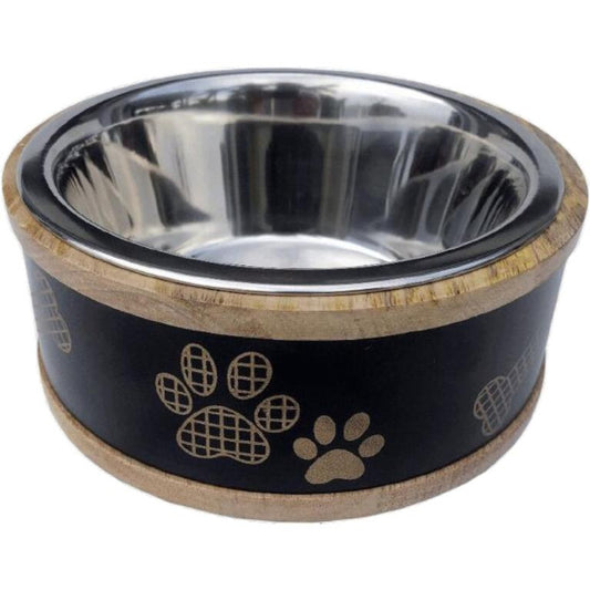 Indipets Wooden Ring w/ Metal Plate Paw Black