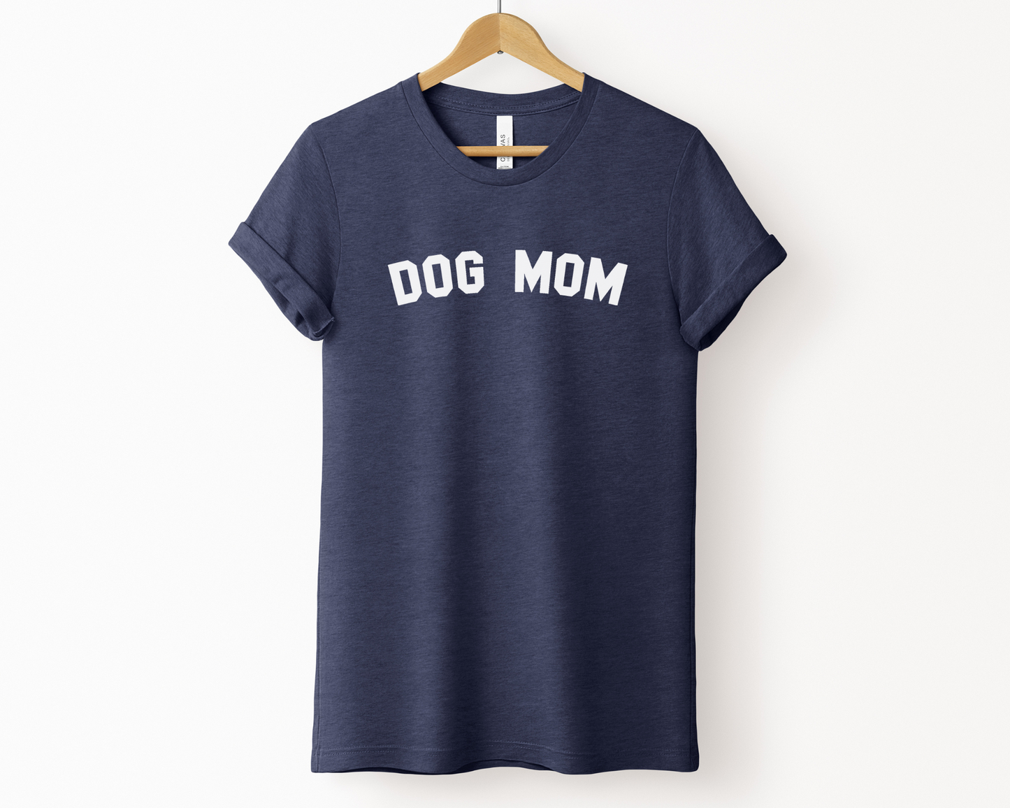 Sporty Dog Mom Crewneck T-shirt, Heather Navy