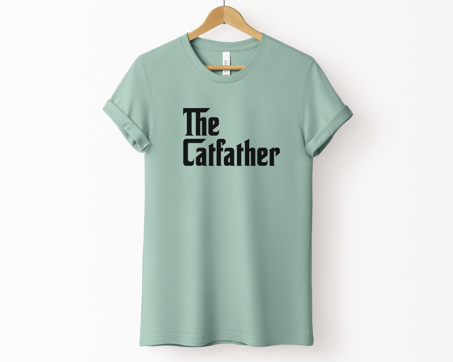 The CatFather Crewneck T-shirt, Dusty Blue