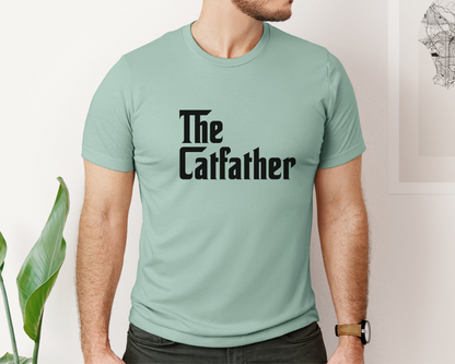 The CatFather Crewneck T-shirt, Dusty Blue