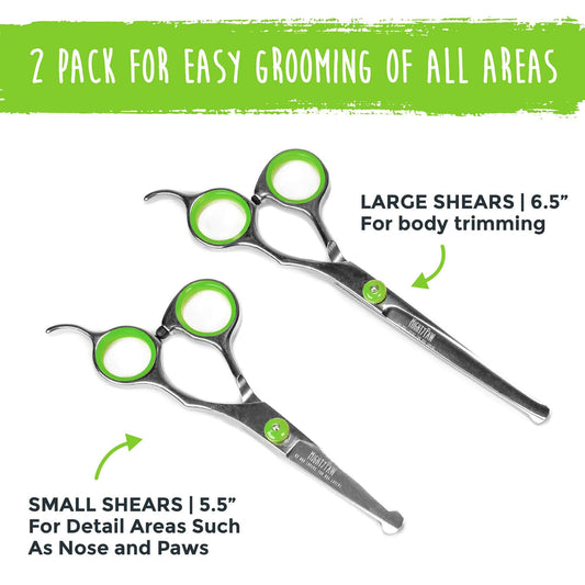 Professional Dog Grooming Shears (2 Pack), Green