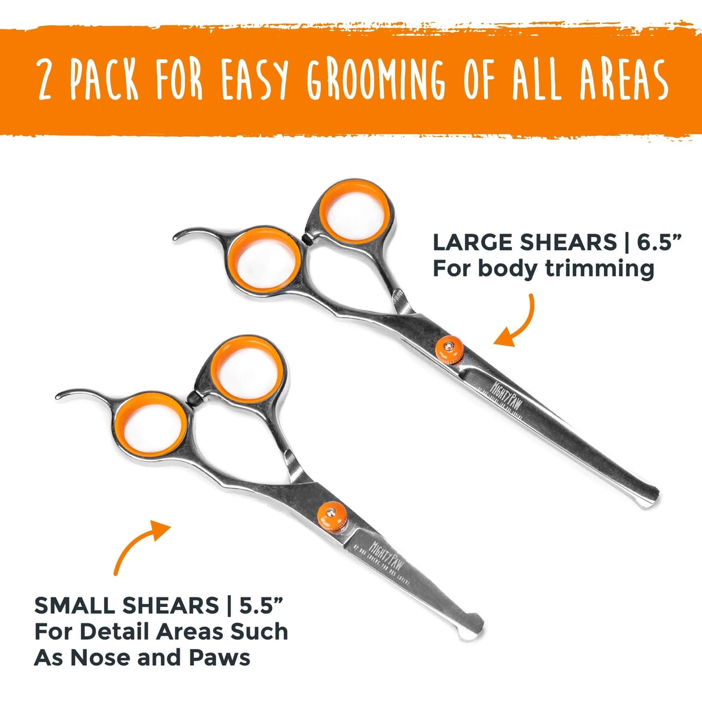 Professional Dog Grooming Shears (2 Pack), Orange