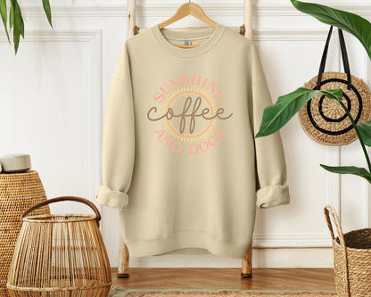 [Clearance 10%] Sunshine, Coffee & Dogs Crewneck Sweatshirt, Sand