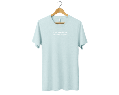 Cat Mother Coffee Lover Tee | Heather Prism Ice Blue