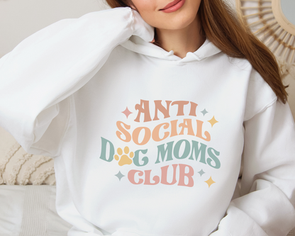 [Clearance 20%] Anti Social Dog Moms Club Hoodie, White