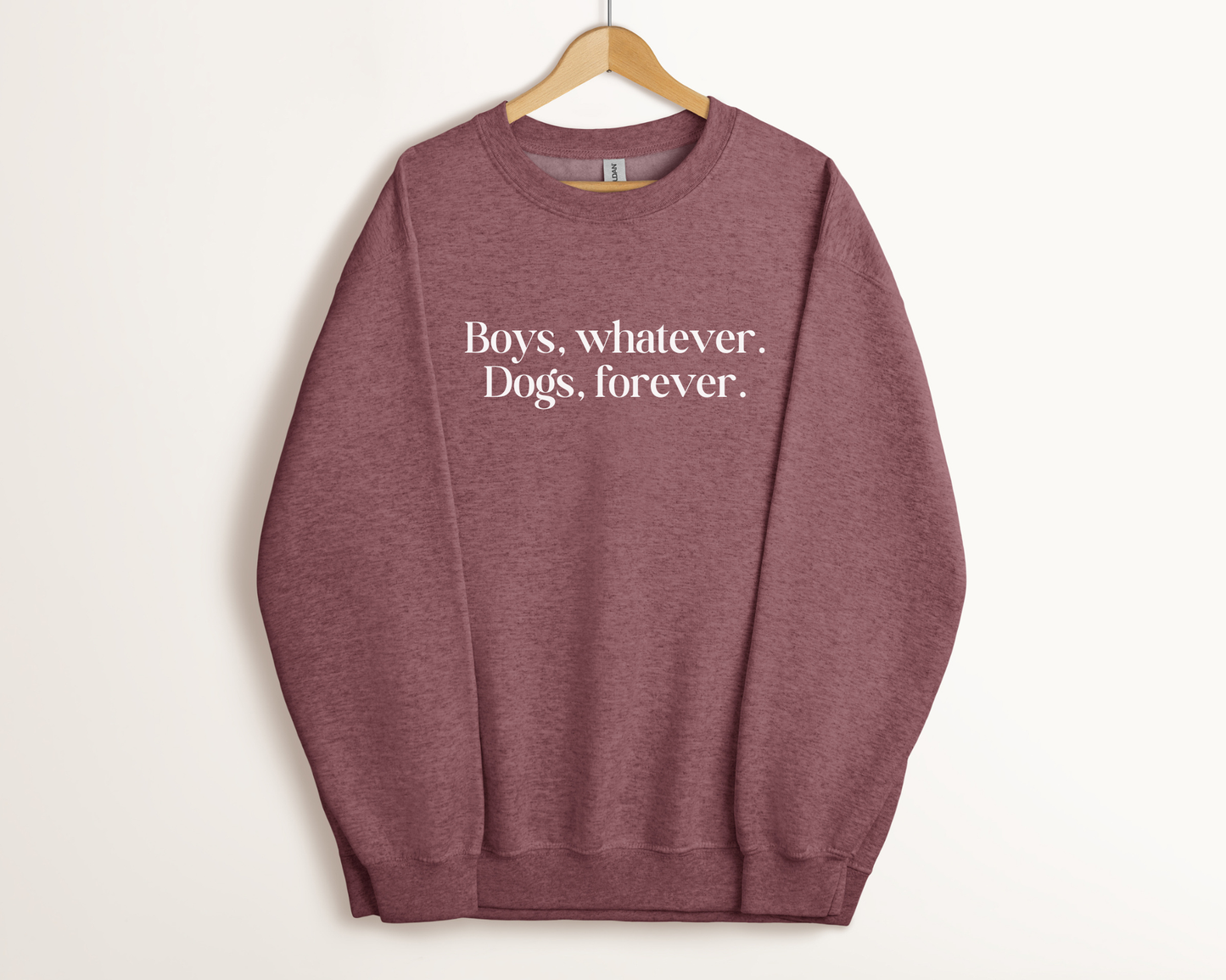 Boys Whatever Dogs Forever Sweatshirt - Heather Dark Maroon
