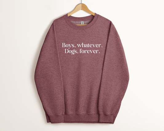 Boys Whatever Dogs Forever Sweatshirt - Heather Dark Maroon