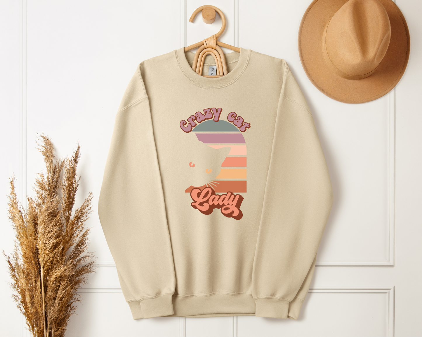 Crazy Cat Lady Sweatshirt Softstyle, Sand