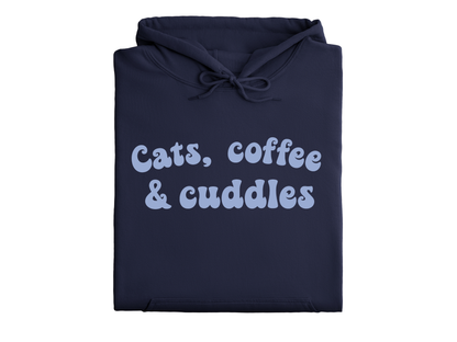 Cats, Coffee & Cuddles Hoodie, Navy