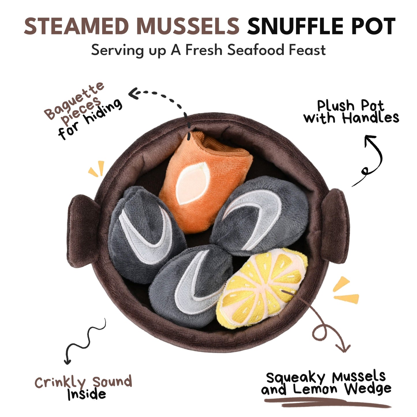 Steamed Mussels Set Hide & Seek Dog Toy