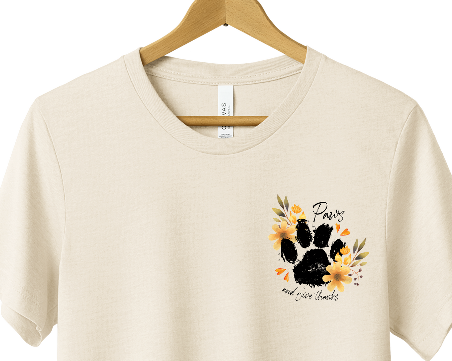 Paws and Give Thanks T-shirt, Natural