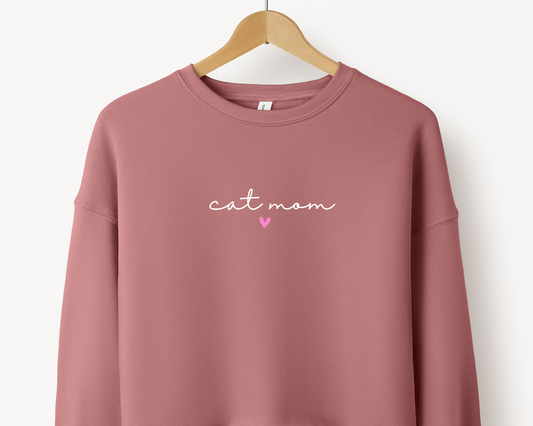 Cat Mom (Heart) Soft Sweatshirt, Mauve