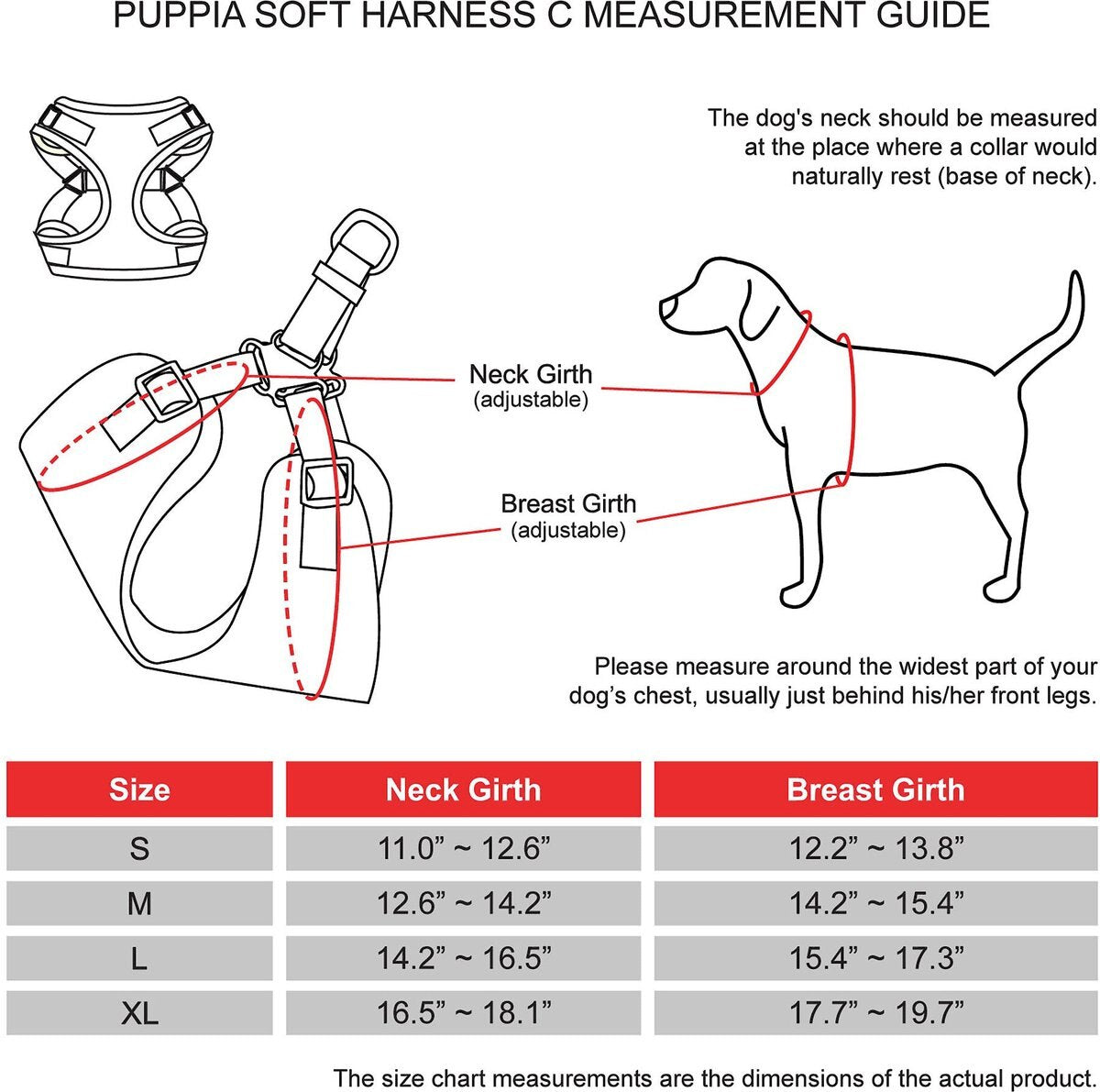 Puppia Soft Harness C Type, Red