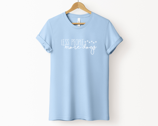 Less People More Dogs Crewneck T-shirt, Baby Blue