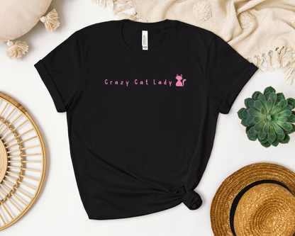 [Clearance 20%] Crazy Cat Lady Crewneck T-shirt, Black