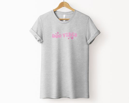 [30% OFF] Dog Vibes Crewneck T-shirt, Heather Grey