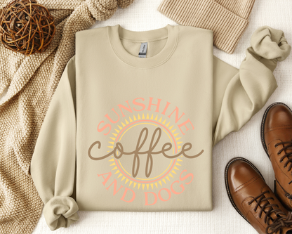 [Clearance 10%] Sunshine, Coffee & Dogs Crewneck Sweatshirt, Sand