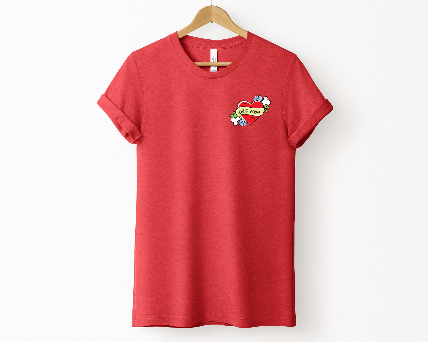 Tattooed Dog Mom Tee | Heather Red