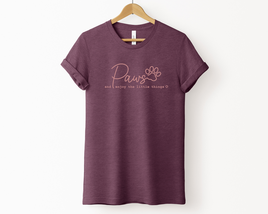 Paws and enjoy the little things Crewneck T-shirt, Heather Maroon