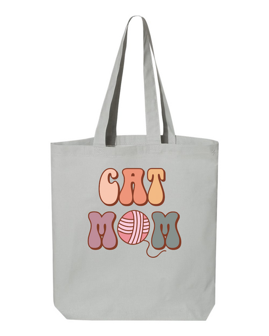 Cotton Tote - Cat Mom, Grey