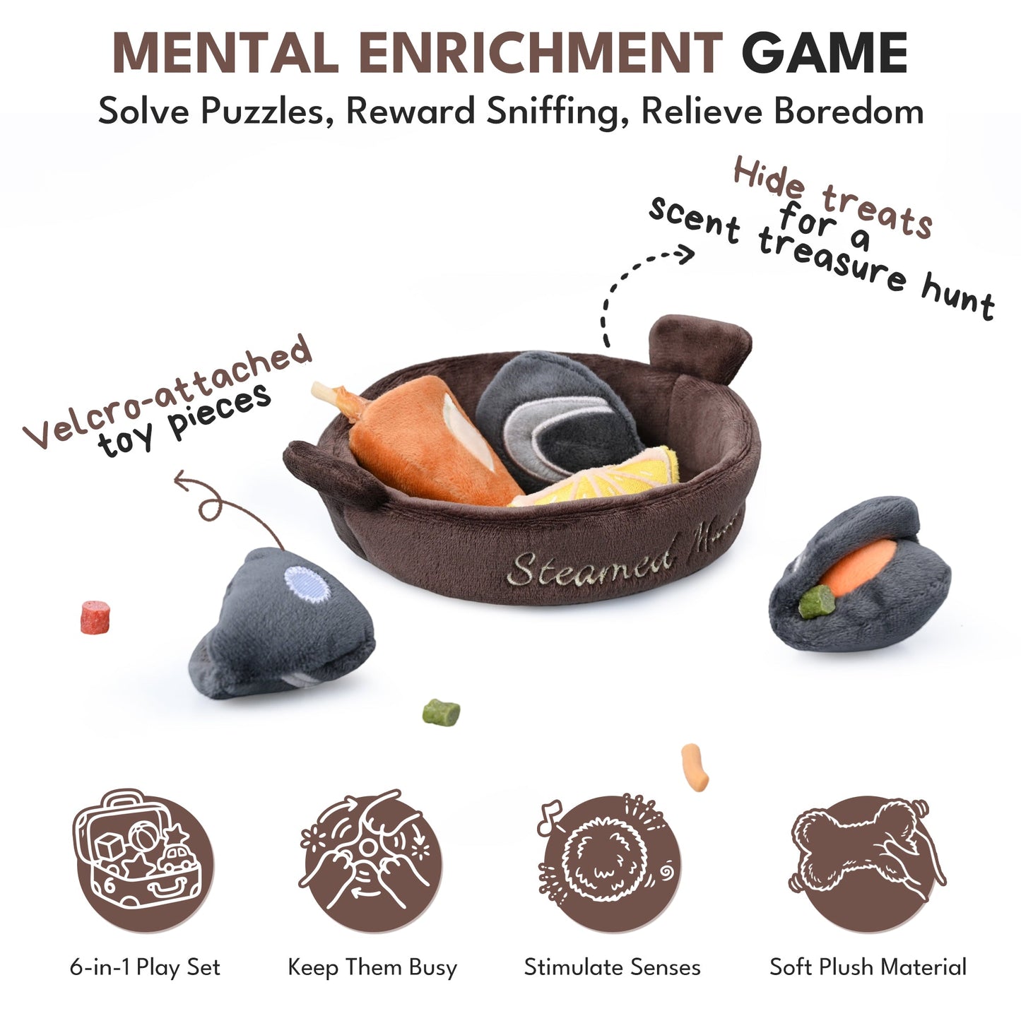 Steamed Mussels Set Hide & Seek Dog Toy