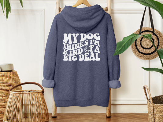 My Dog Thinks...Big Deal Unisex Full-Zip Hooded Sweatshirt, Heather Denim