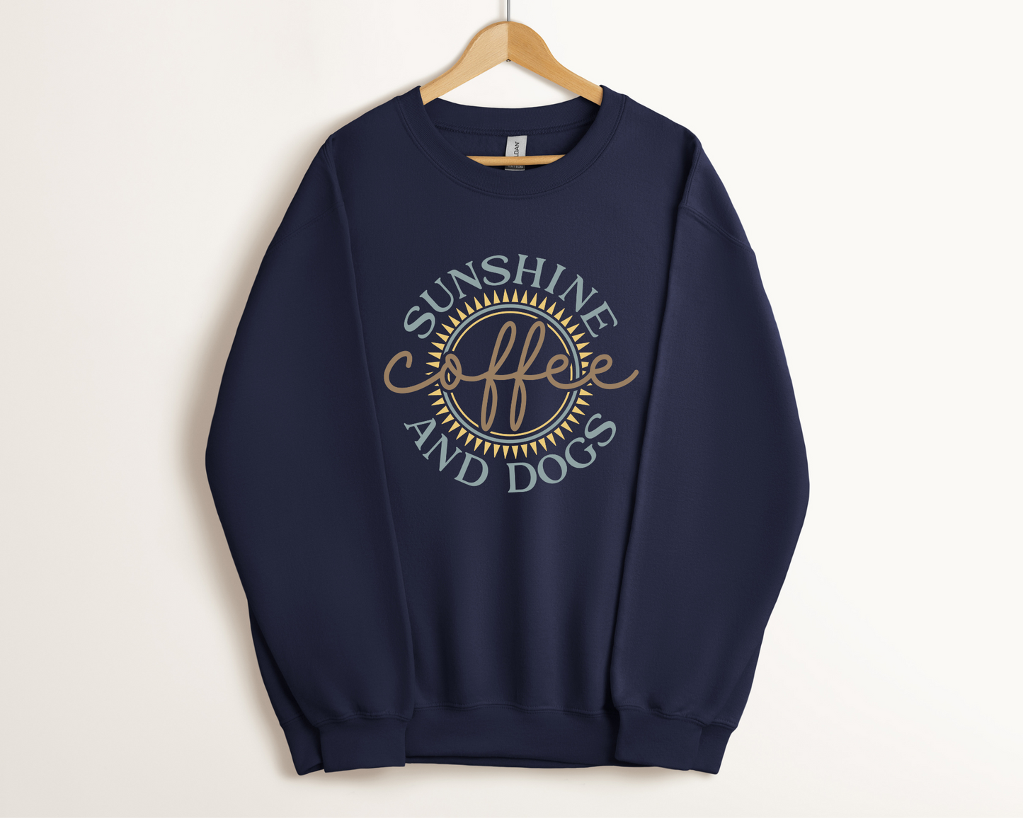 Sunshine, Coffee & Dogs Crewneck Sweatshirt, Navy