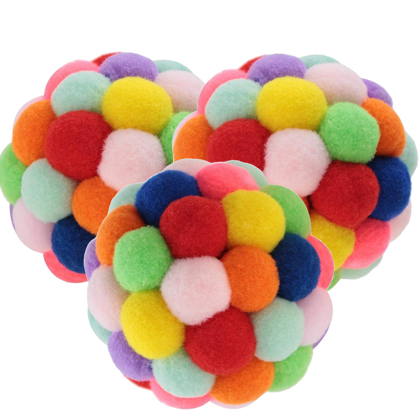 Cat Toy Plush Pom Cat Balls with Bells Inside