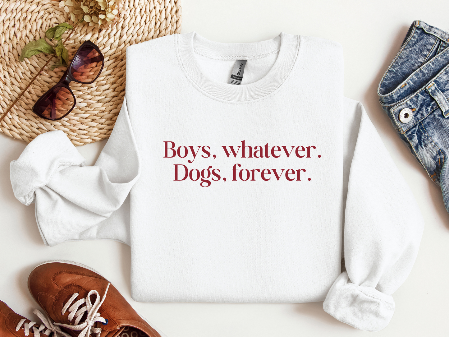 Boys Whatever Dogs Forever Sweatshirt, White