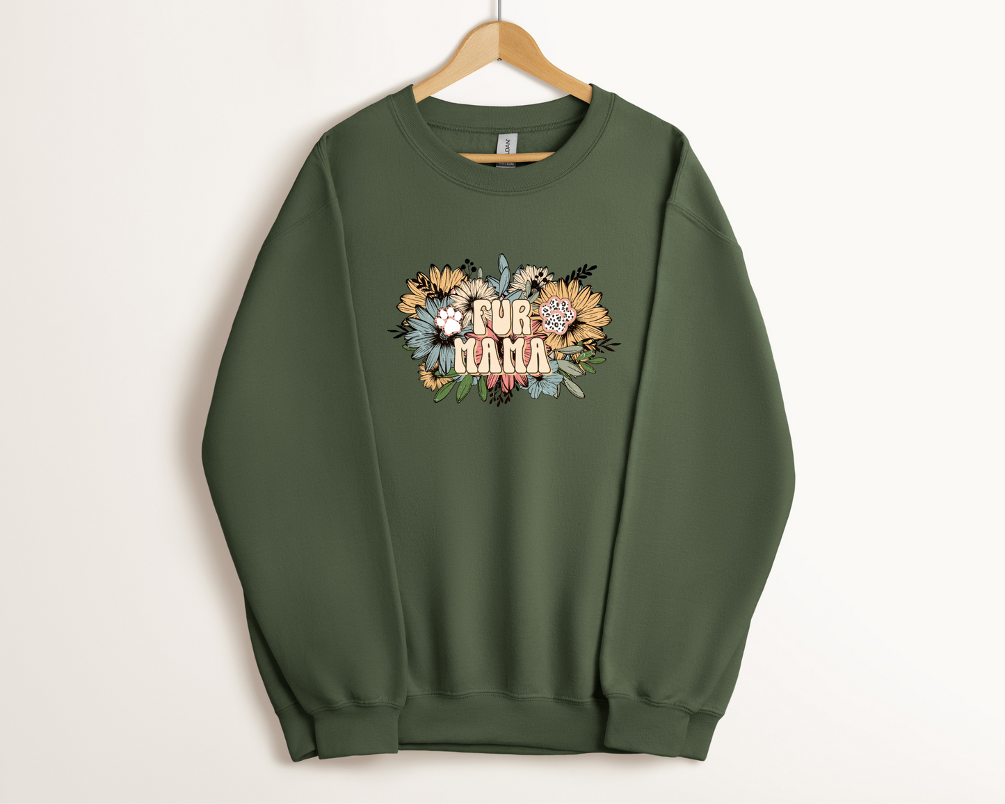 Fur Mama Sweatshirt, Military Green