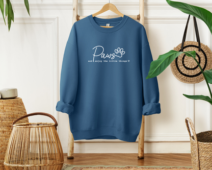 Paws And Enjoy The Little Things Sweatshirt, Indigo Blue