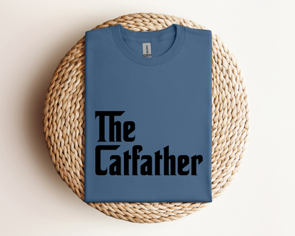 The Catfather Crewneck T-shirt, Indigo Blue