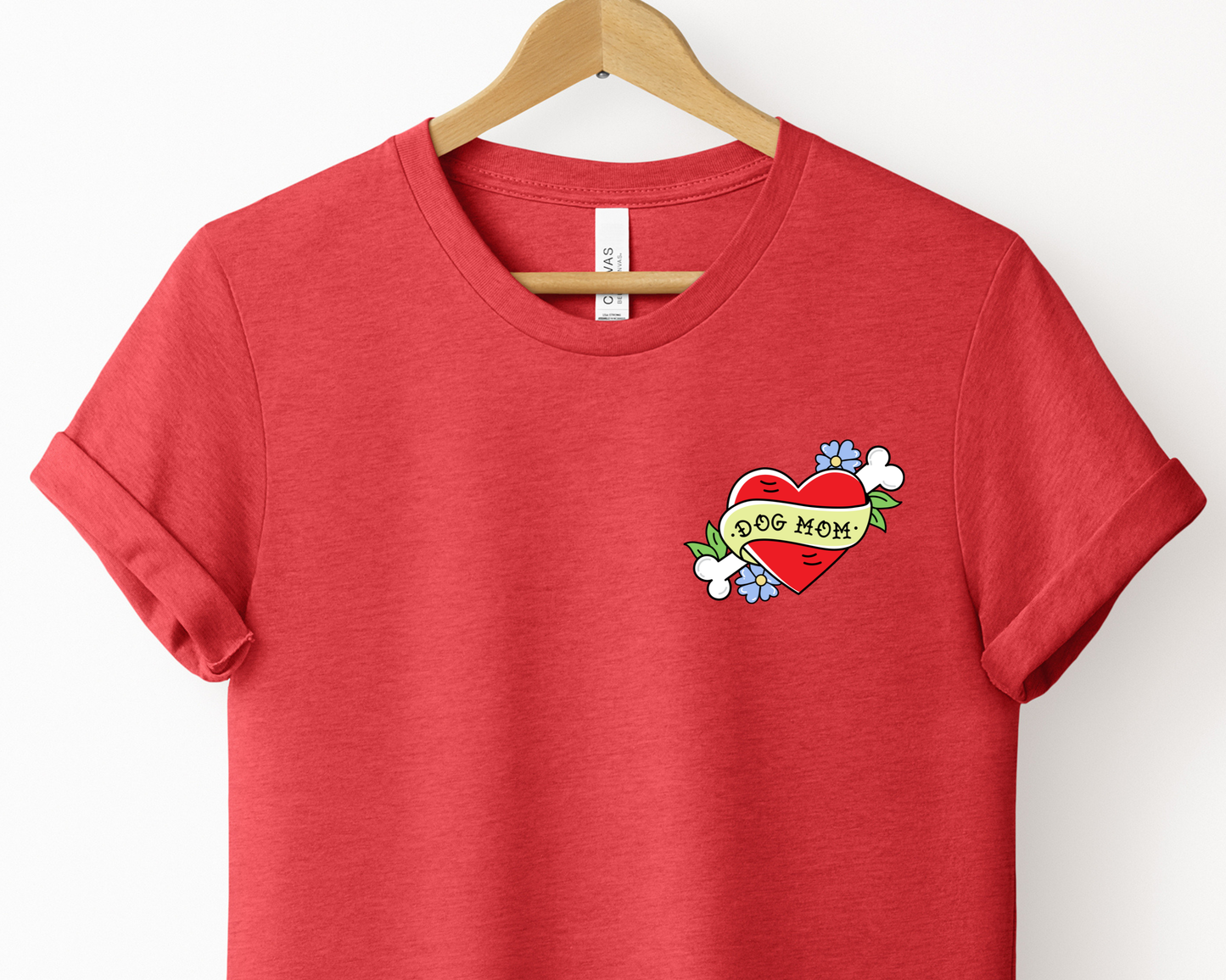 Tattooed Dog Mom Tee | Heather Red