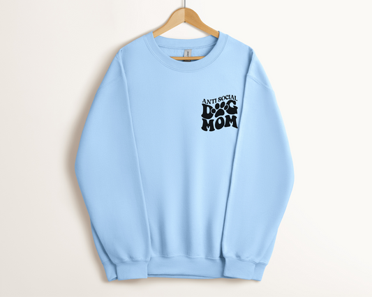 Anti Social Dog Moms Club Sweatshirt, Light Blue