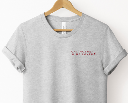 Cat Mother Wine Lover Tee | Athletic Heather