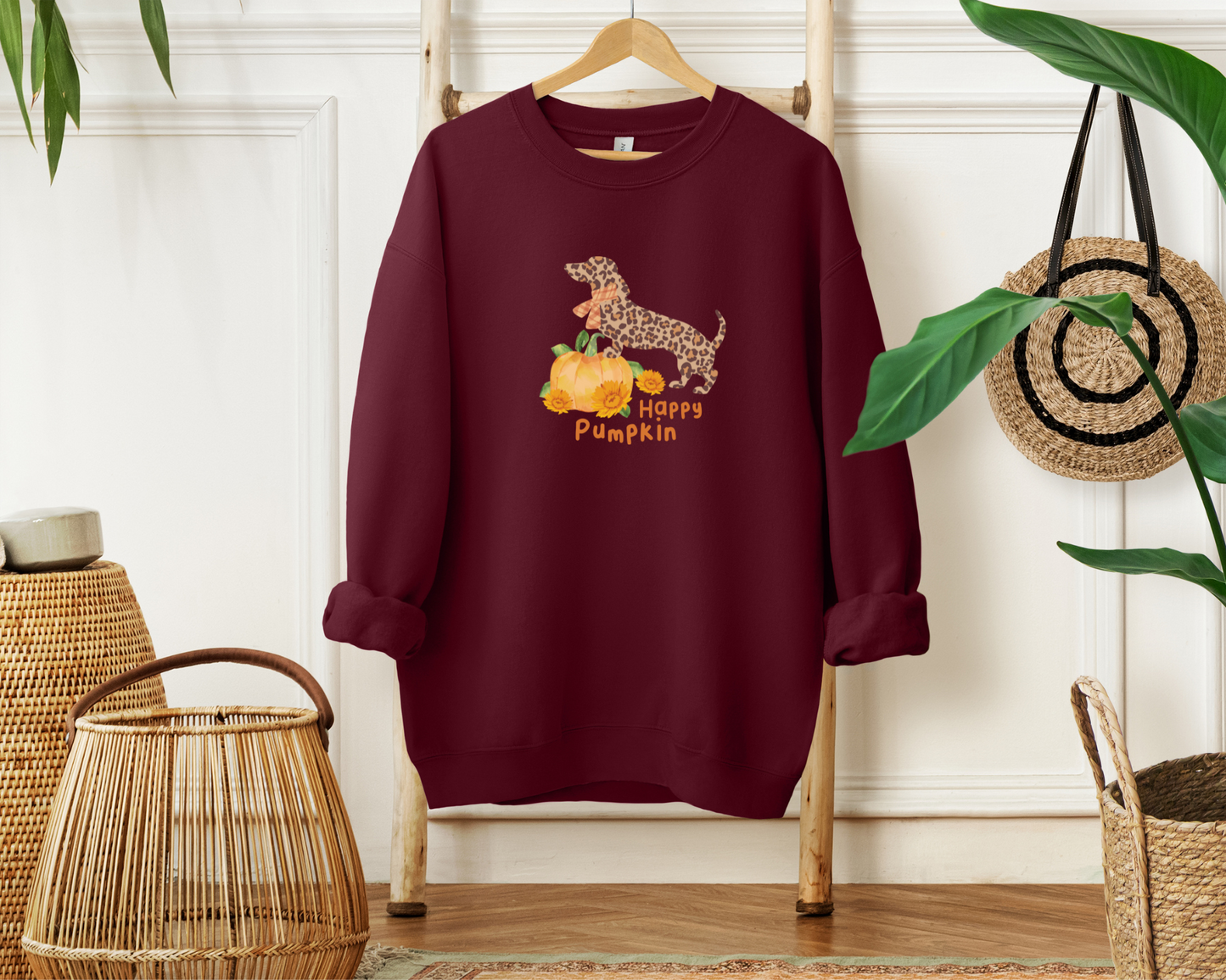 [Clearance 20%] Happy Pumpkin Sweatshirt, Maroon