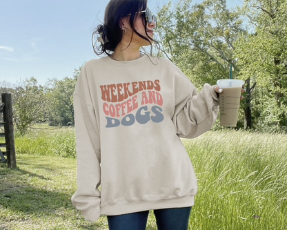 Weekends, Coffee And Dogs ReFlex Fleece Sweatshirt, Bone