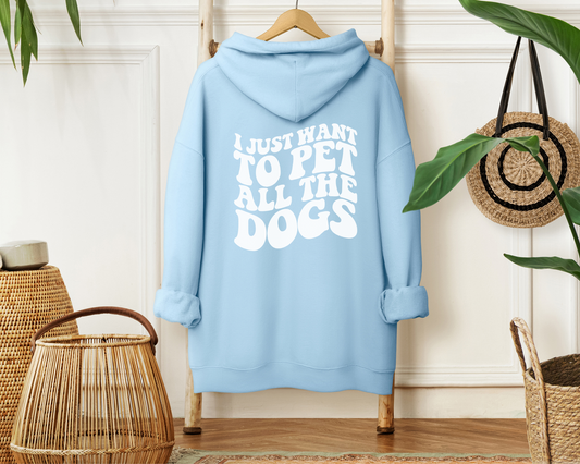 I Just Want To Pet All The Dogs Hoodie, Light Blue