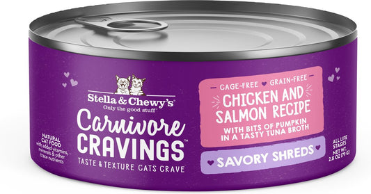 Stella&Chewy's Cat Food - Carnivore Cravings Shreds Chicken & Salmon Recipe