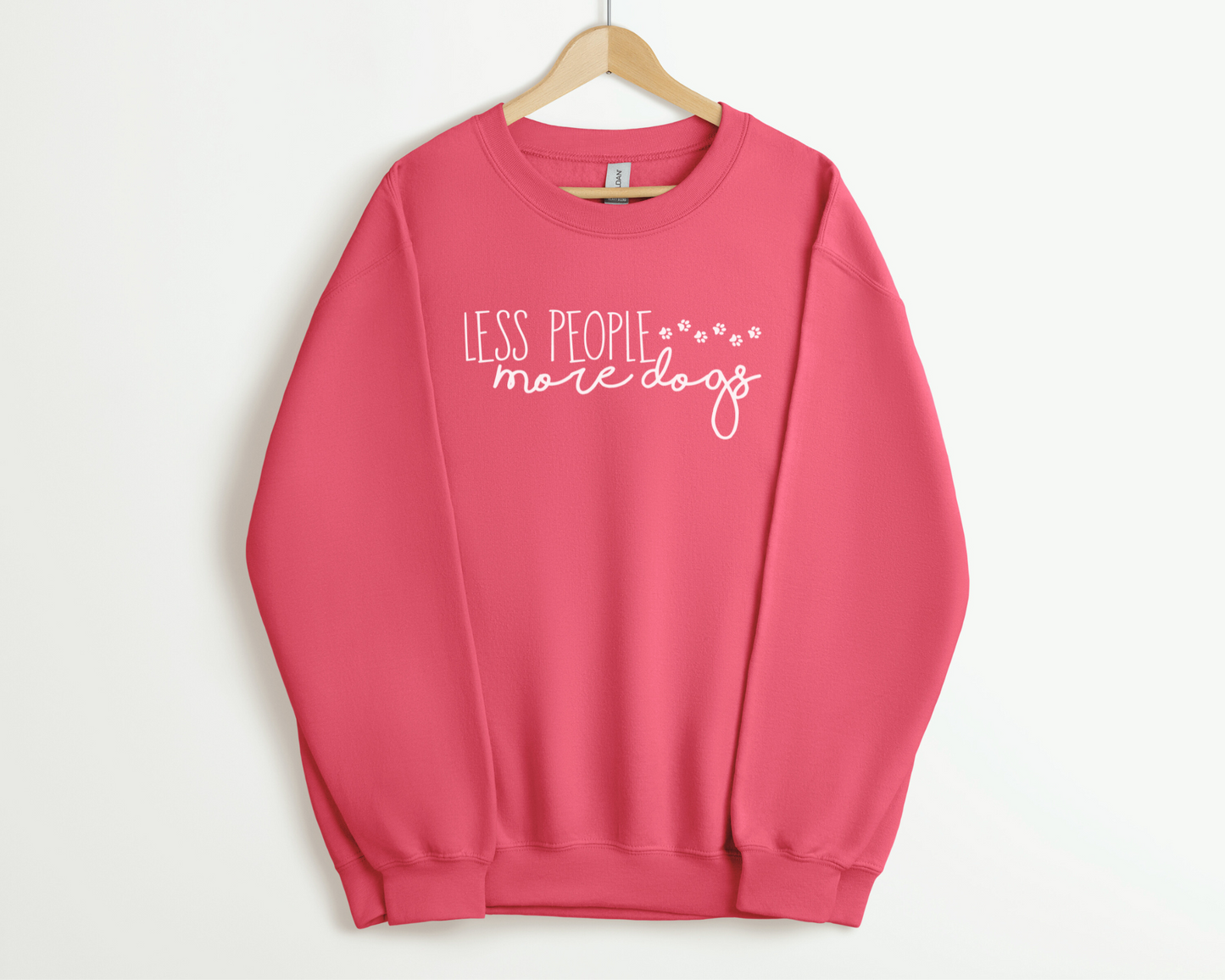 Less People More Dogs Sweatshirt, Pink Lemonade