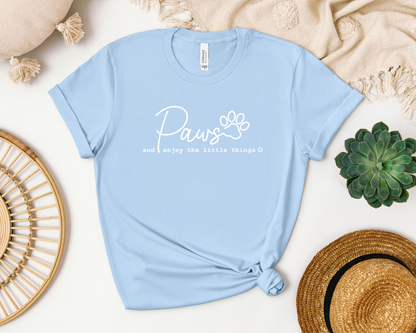 Paws and enjoy the little things Crewneck T-shirt, Baby Blue