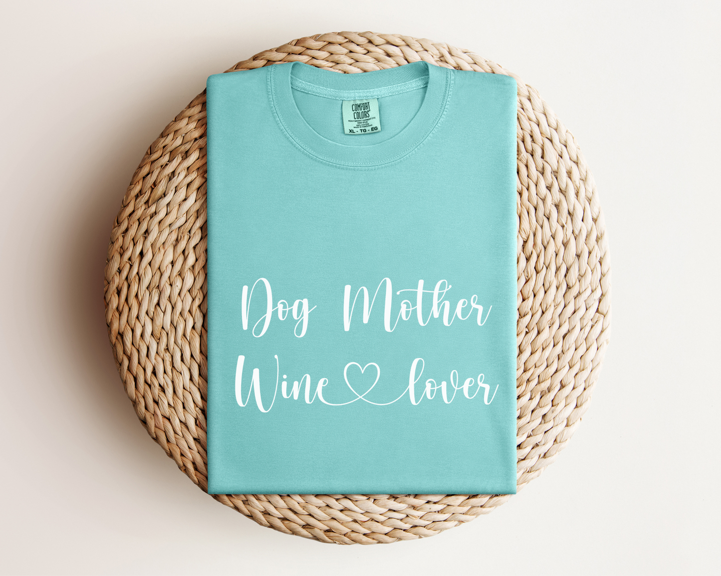 Dog Mother Wine Lover T-Shirt, Chalky Mint