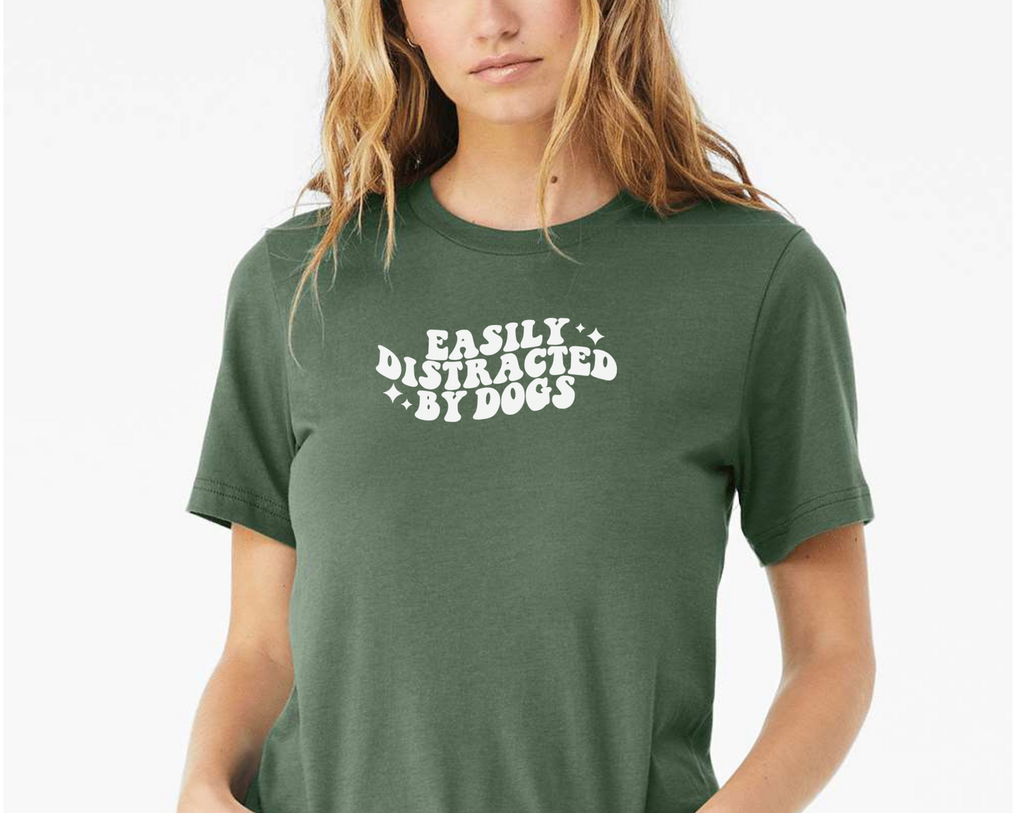 Easily Distracted By Dogs Crewneck T-shirt, Pine