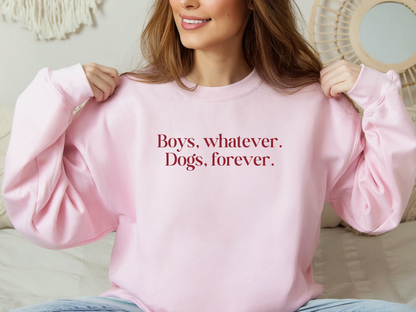 Boys Whatever Dogs Forever Sweatshirt, Light Pink