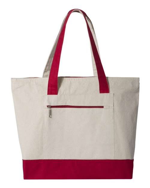 Canvas Zippered Tote - Dog Mom, Red