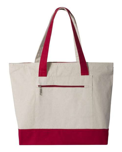 Canvas Zippered Tote - Dog Mom, Red