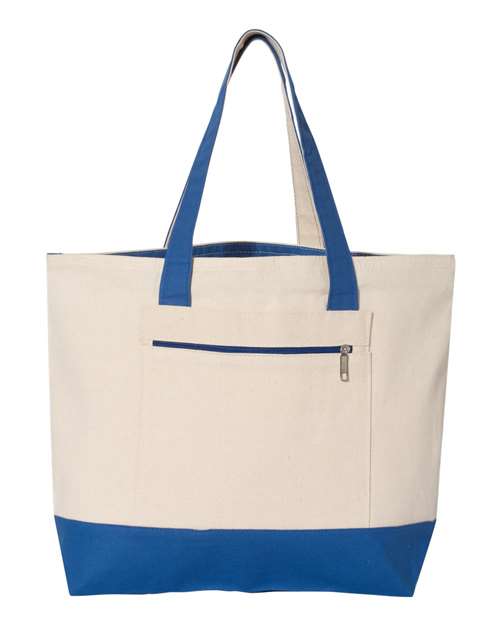 Canvas Zippered Tote - Dog Mom, Blue