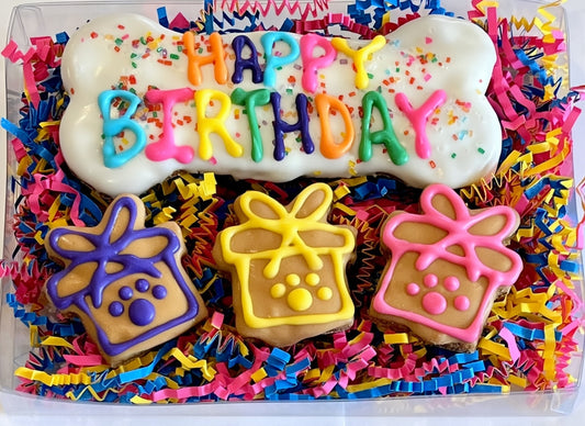 Colorful Sprinkle Happy Birthday Dog Treat Gift Box